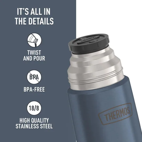 Miniatura 4 de Thermos Botella compacta de acero inoxidable con aislamiento al vacío de 25 onzas, pizarra
