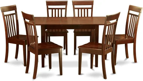 Miniatura 13 de East West Furniture NOCA7-MAH-LC - Juego de mesa de comedor moderno de 7 piezas que consta de una mesa rectangular de madera con hoja de mariposa