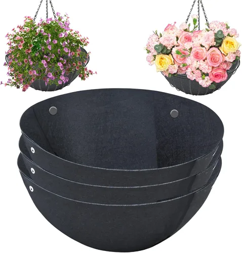 Miniatura 9 de 2 piezas de forro de cesta colgante redonda de 12 pulgadas de Emsiok, tejido no tejido de fieltro negro para cestas colgantes, reemplazos