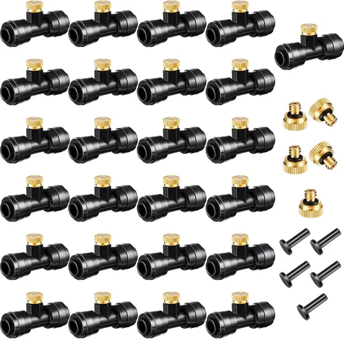 Miniatura 8 de 48 boquillas de nebulización de latón que incluyen rosca de nebulización de agua de 1/4 pulgadas y boquilla de orificio de latón con enchufe negro
