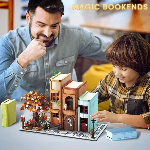 Miniatura 6 de Zylvoxia Kit de construcción de casa mágica sujetalibros, decorativo para el hogar para juguete de bloques de construcción, construcción