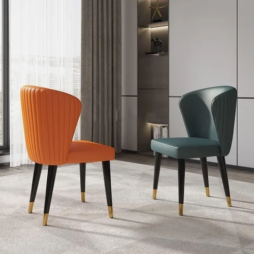Miniatura 2 de Juego de 6 sillas de comedor de cuero de microfibra artificial, sillas de cocina con patas de madera maciza para habitación, cocina, sala de estar