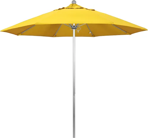 Miniatura 14 de California Umbrella Paraguas redondo de aluminio/fibra de vidrio de 9', empuje abierto, poste de plata, tela azul real de olefina