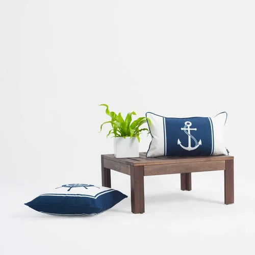 Miniatura 2 de Hofdeco Funda decorativa de almohada lumbar para patio al aire libre, solo a la intemperie, lona resistente al agua, náutico, ancla azul marino, 12