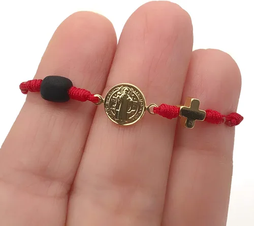 Miniatura 3 de St Benedict Red String Bracelet for de New Family Member Genuine Azabache Jet Stone Welcome to the World