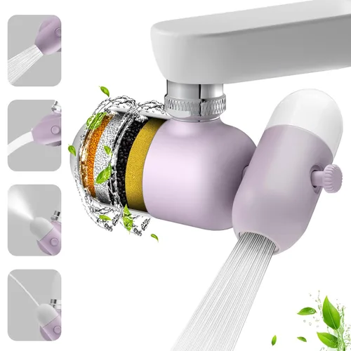 Miniatura 12 de Filtro de agua multifuncional de cocina y baño de 4 modos para grifo de fregadero con 2 filtros de repuesto, 99.9% de eliminación de cloro, A-gris