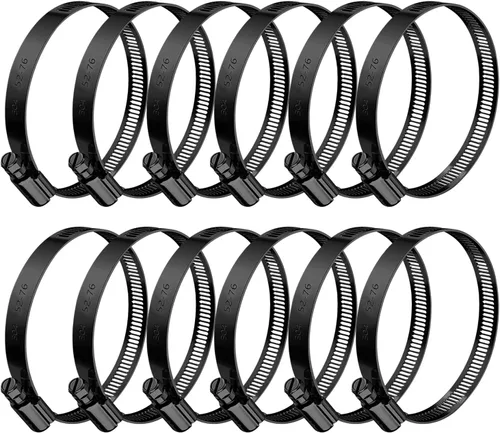Miniatura 11 de BOTTEN 15 piezas Abrazadera de manguera negra, 1-1/3" - 2-1/4" (33-57mm) Abrazaderas de manguera de acero inoxidable 304, juego de surtido