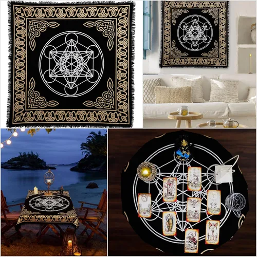 Miniatura 2 de Indian Consigners Paño de Altar A-Z Hechizo Pentagrama Brujería Alter Tarot Distribución Paño Superior Wiccano Cuadrado Espiritual 24 por 24 Paño
