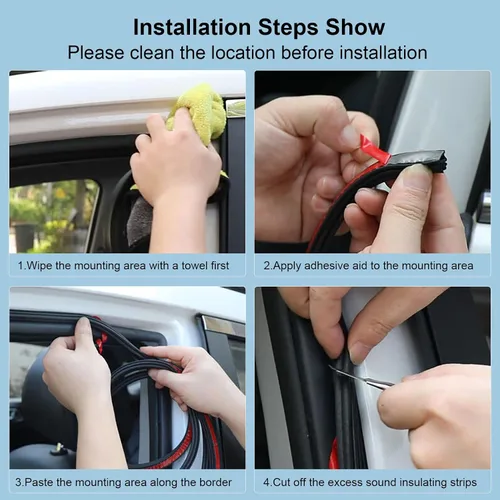 Miniatura 6 de 52.5 pies Tira de sello para puerta de coche para camiones, autos, impermeabilización universal autoadhesiva, gran puerta de auto, insonorización
