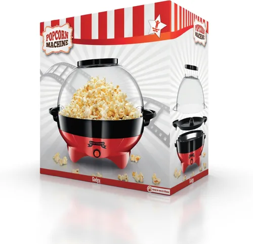 Miniatura 9 de Gadgy Máquina de palomitas de maíz – Máquina eléctrica de 800 W para hacer palomitas de maíz de aceite caliente con placa antiadherente, tapa y Rojo