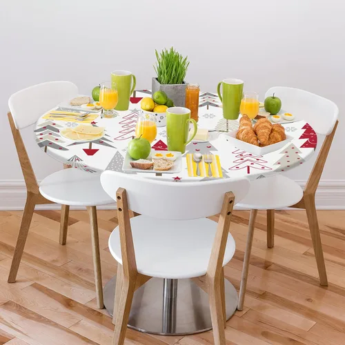 Miniatura 8 de Mantel redondo ajustable para árbol de Navidad de 36 a 42 pulgadas, diseño de copos de nieve, impermeable, lavable, con bordes elásticos, decoración