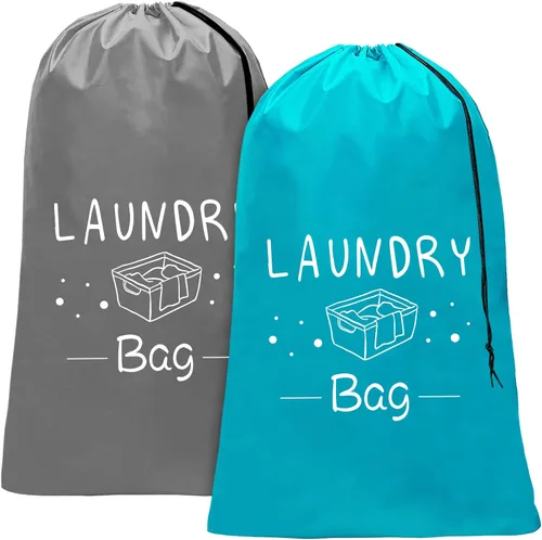Miniatura 15 de Sylfairy Paquete de 2 bolsas de lavandería de viaje extra grandes, organizador de ropa sucia con cordón, bolsas de lavandería de viaje resistentes