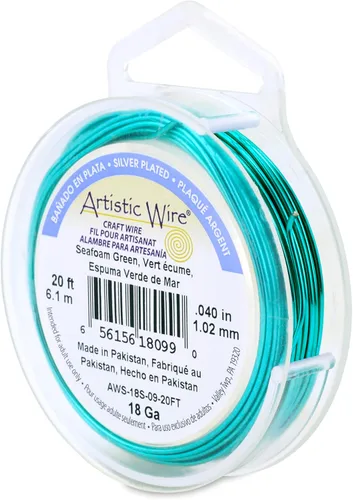 Miniatura 124 de Artistic Wire, alambre para manualidades de calibre 22 bañado en plata, resistente a las manchas, color cobre, blanco, 9,1 m