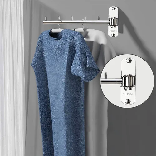 Miniatura 3 de Paquete de 2 percheros plegables de pared con brazo oscilante de acero inoxidable resistente para baño, dormitorio, cuarto de servicio, color negro