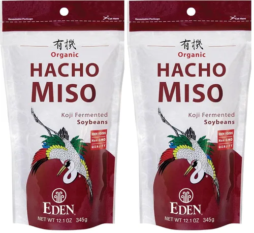 Miniatura 9 de Eden Hacho Miso orgánico, fabricado tradicionalmente en Japón, soja, koji, rico en umami, rojo oscuro, envejecido 3 años, Hatcho, 12.1 onzas
