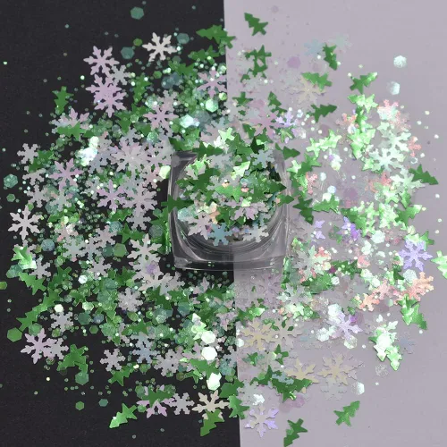 Miniatura 29 de Caja y juego de 12 colores – Árbol de copo de nieve de Navidad Serie de mezclas gruesas con purpurina – Festival Rave Beauty Maquillaje de cara