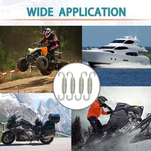 Miniatura 6 de Muelles de motocicleta: Muelles de tubo de silenciador de acero inoxidable con ganchos, 2.283 in para motocicleta, scooter, motos de nieve, ATV
