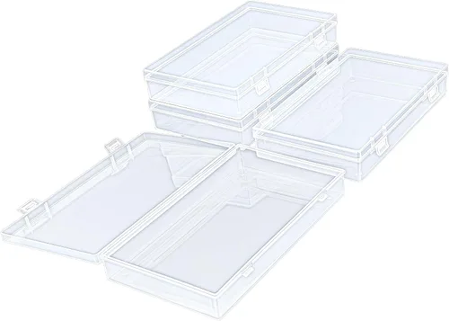 Miniatura 9 de 100 unidades de cajas de almacenamiento rectangulares mini de plástico transparente con tapa con bisagras para cuentas y otros artículos pequeños