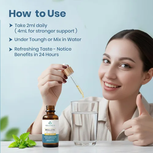 Miniatura 7 de Gotas de gordolobo 4 en 1 para la salud pulmonar y intestinal, extracto liposomal de hoja de gordolobo, lecitina de girasol y colina para alivio