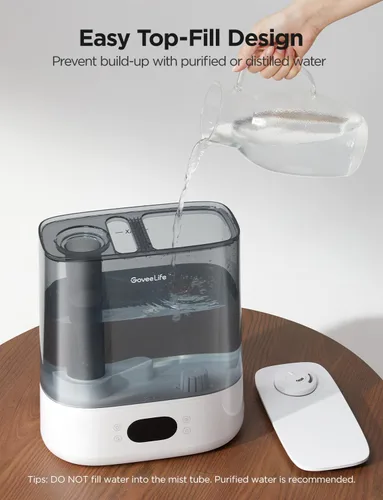 Miniatura 6 de GoveeLife Humidificadores inteligentes para dormitorio, llenado superior de niebla fría de 6 litros para habitación grande, sensor de humedad, modo