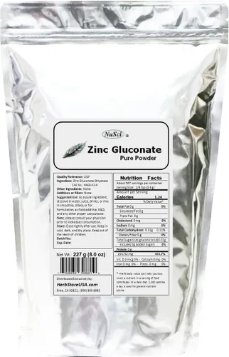 Miniatura 3 de Polvo de gluconato de zinc 100% puro apoya las funciones enzimáticas (3.52 onzas)