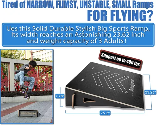 Miniatura 2 de Rampa de salto para niños para patineta, bicicleta, scooter, BMX, auto RC y motocross, 25.2 pulgadas, color negro