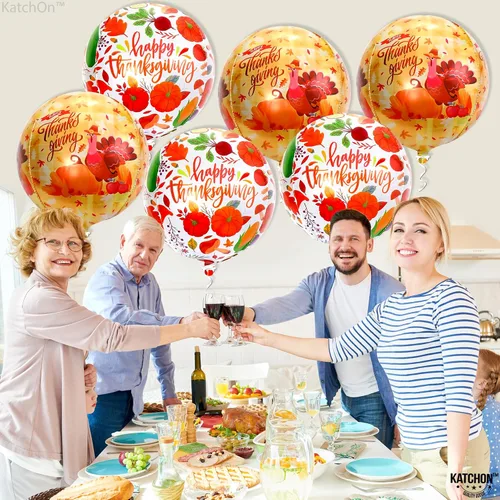 Miniatura 7 de KatchOn, Globos de Feliz Acción de Gracias, grandes de 22 pulgadas, paquete de 6, globos de aluminio de agradecimiento para decoraciones de otoño