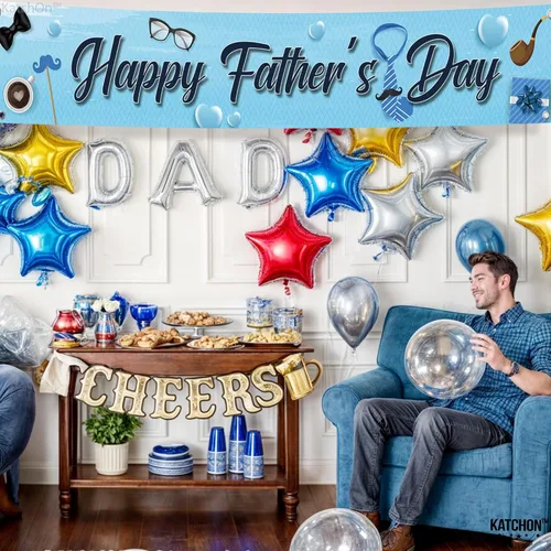 Miniatura 6 de KatchOn, Cartel de feliz día del padre – XL, 120 x 20 pulgadas Cartel de feliz día del padre, decoraciones del día del padre para fiesta, telón