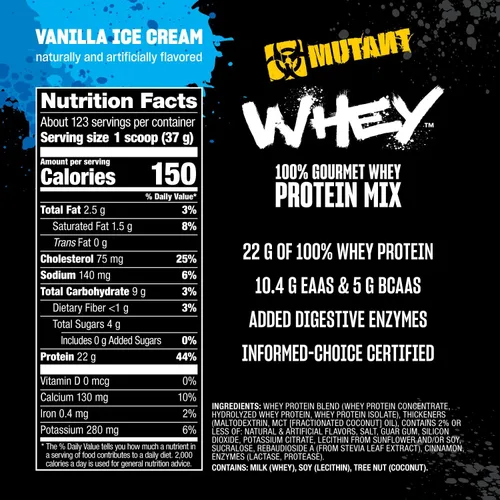 Miniatura 5 de Mutant Whey - Batido en polvo 100% de proteína de suero de leche, sabor gourmet, 0.78 oz de proteína, absorción rápida, fácil de digerir, 5 libras