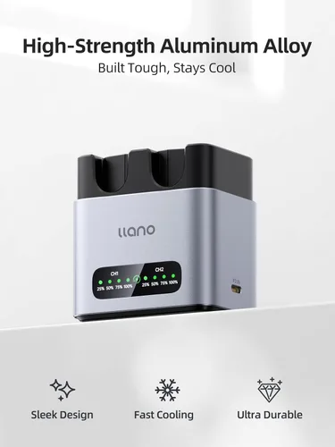 Miniatura 2 de llano Paquete de 2 baterías EN-EL25 de 1350 mAh y cargador rápido de 20 W para Nikon Z50 II, Z50, Z30, ZFC, cuerpo de aleación de aluminio