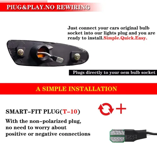 Miniatura 6 de Lámpara LED ámbar de lente ahumada compatible con Toyota SUPRA MK.4 1997 1998 y Toyota Celica 2000-2005 Luz de marcador lateral de guardabarros