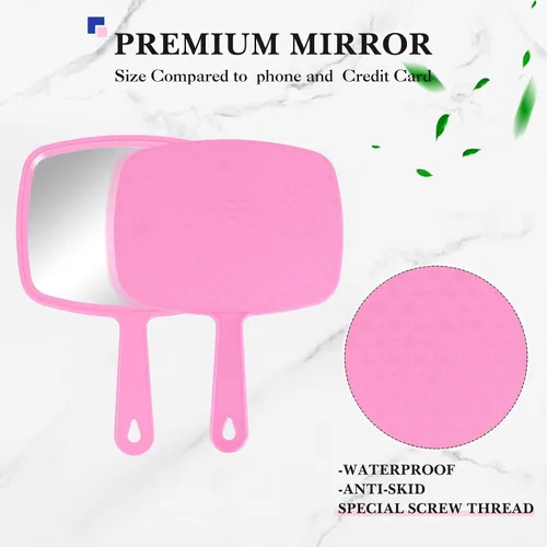Miniatura 3 de Jetec 3 espejos de mano con asa a granel, pequeño espejo de mano compacto portátil para salón, peluquería, tocador, cosméticos, hombres y mujeres