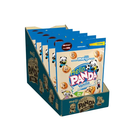 Miniatura 6 de Meiji Hello Panda Galletas rellenas de crema de 7 onzas, paquete de 6 galletas de tamaño bocado con divertidos deportes, caramelo, 42 onzas