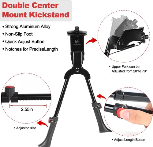 Miniatura 6 de Soporte para bicicleta, soporte central resistente, doble soporte de bicicleta para bicicletas de adultos, soporte ajustable para bicicletas de 24 a