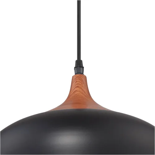 Miniatura 7 de Possini Euro Design Felton - Mini lámpara colgante negra de 12 pulgadas de ancho con detalle de madera rústica para comedor, sala de estar, hogar