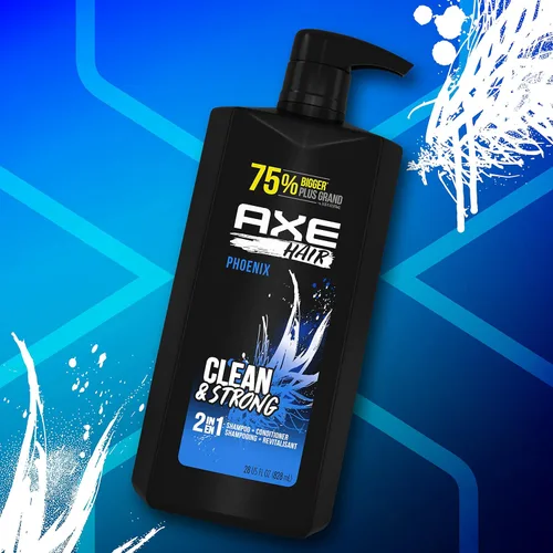 Miniatura 4 de AXE Wash and Care for Clean and Strong Hair Phoenix Champú y acondicionador 2 en 1 menta triturada y romero 100% botella reciclada, 28 onzas