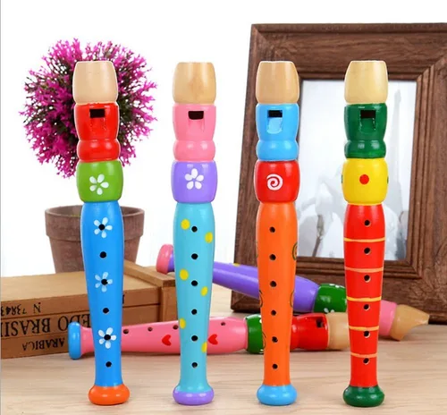 Miniatura 4 de Tovip - 2 instrumentos musicales de madera para niños, instrumento musical de educación temprana, grabadora de viento de madera, juguete educativo