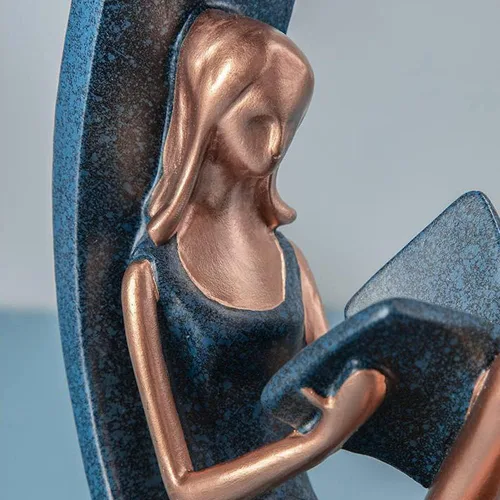 Miniatura 7 de EKDJKK Estatuilla de resina leyendo un libro, estantería de yoga para niña, decoración estética, escultura, pieza de acento, esculturas artísticas