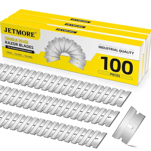 Miniatura 8 de JETMORE Paquete de 100 cuchillas de afeitar de un solo filo, cuchillas afiladas envueltas individualmente, repuestos de acero de alto carbono