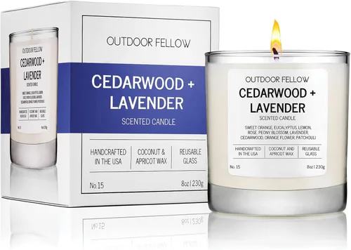 Miniatura 7 de Outdoor Fellow Vela perfumada Campfire – Madera ahumada, ámbar y cedro carbonizado, 8 onzas