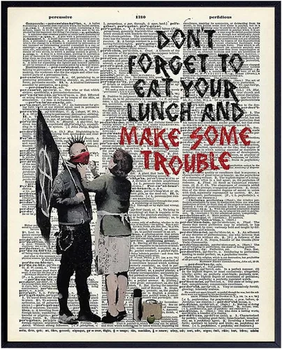 Banksy Make Some Trouble - Impresión artística de pared en la foto de la página de diccionario, es un gran regalo para decoración del hogar, sala de