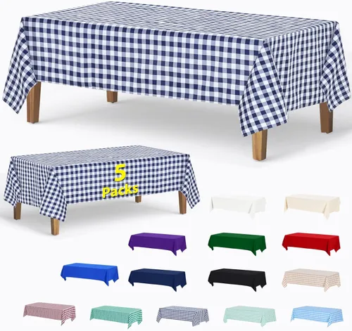 Miniatura 13 de ABCCANOPY Paquete de 3 manteles rectangulares de poliéster de 60 x 84 pulgadas, para interiores y exteriores, resistentes a las manchas, lavable