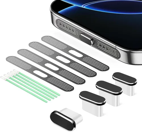 Miniatura 16 de Tapón Antipolvo USB C, Funda de Puerto USB C Tipo C para Enchufe de Puerto de Carga, Funda Antipolvo para Altavoces, Accesorios para iPhone 17 Pro