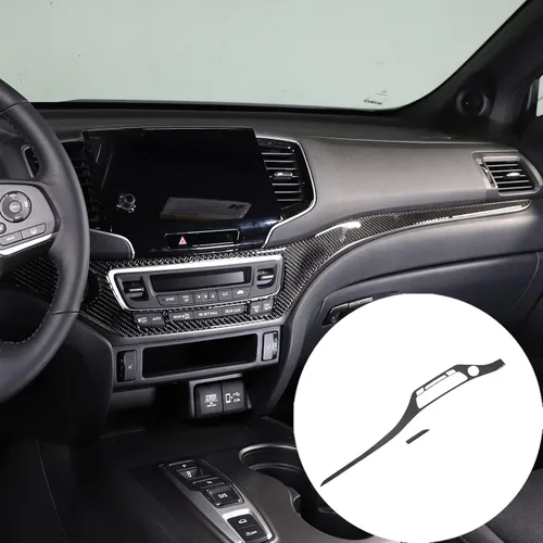 Miniatura 3 de Decoración de consola central de automóvil de fibra de carbono real suave 3D, marco de decoración, kit de decoración compatible con Honda Pilot 2015