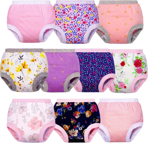 Miniatura 13 de BIG ELEPHANT Ropa interior de entrenamiento para ir al baño, 100% algodón, absorbente, unisex, pantalones para niños y niñas Serie Floral