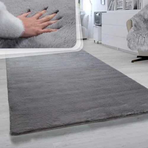 Miniatura 7 de Paco Home Alfombra de pelo sintético súper suave en crema sólida, tamaño: 2'8" x 4'11