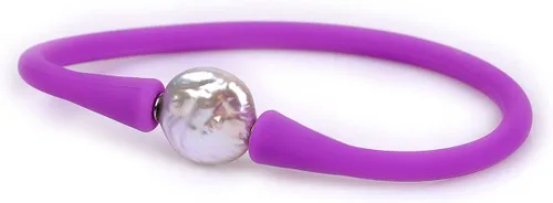 Miniatura 11 de GEM-Inside Big - Pulsera de joyería de perlas de 0.512 in para dama de honor, color negro, apilable, goma de silicona, elástica, perlas cultivadas