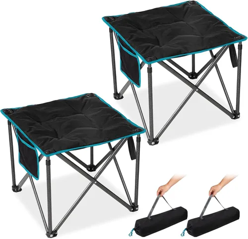 Miniatura 9 de FUNDANGO Taburete de Campamento Extragrande para Adultos, Otomán Plegable con Acolchado Grueso de 18.1 Pulgadas para Descansar los Pies, Silla