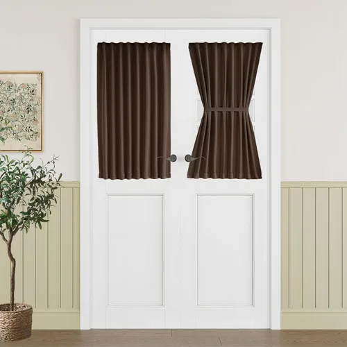 Miniatura 63 de Vatge - Cortinas autoadhesivas para puerta francesa, tratamiento de ventana con filtro de luz sin varillas ni perforaciones para puertas de cristal