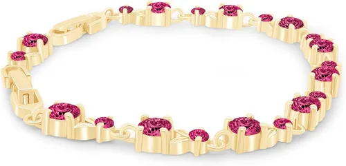 Miniatura 3 de AFFY Pulsera de tenis con forma de hoja de oro amarillo de 14 quilates, granate